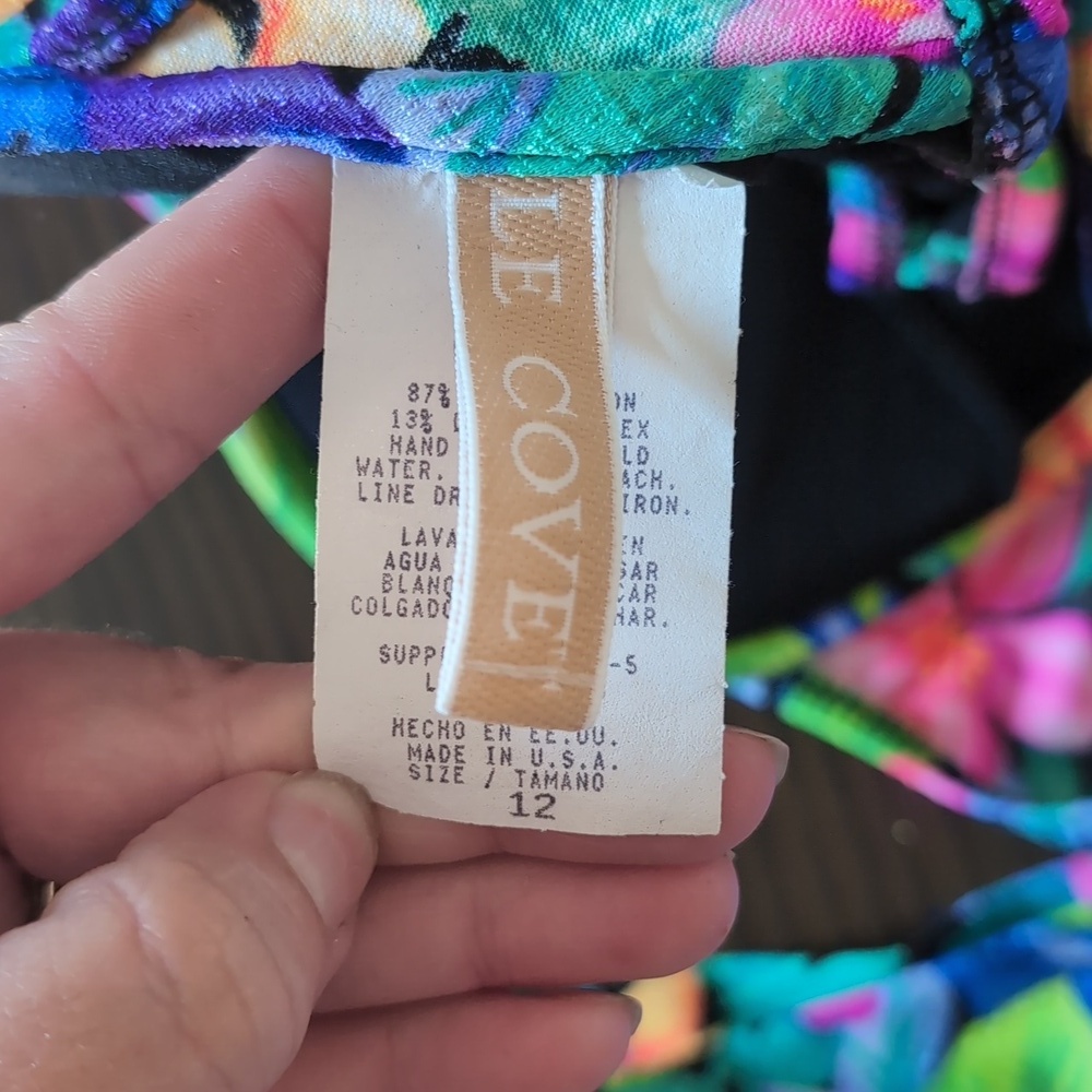 Vintage Le Cove High Waist Neon Floral Bikini Swimsuit - Picture 2 of 14